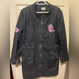 Floral Embroidered Navy Jacket